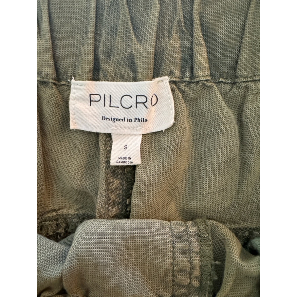 Anthropologie Olive Green Drawstring Linen-Blend Shorts - Size‎ S - Picture 5 of 6
